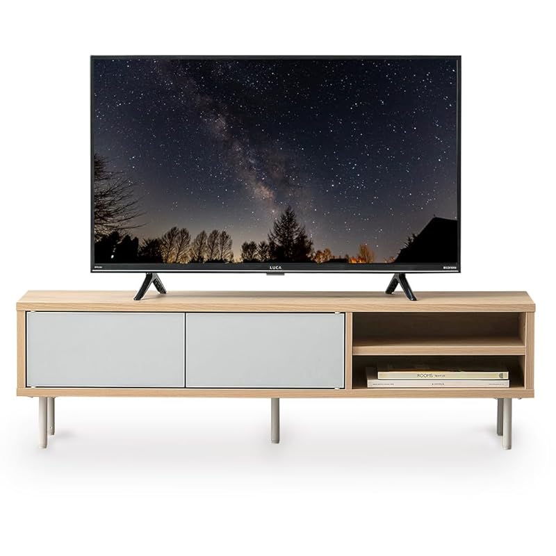 即納：【32V~45V対応】アイリスオーヤマ 納付きAVボード テレビ台 調整棚 ナチュラル/グレー 幅約100.0×奥行約29.5×高さ約29.2 32型 37型 40型 45型対応 耐荷重:20k