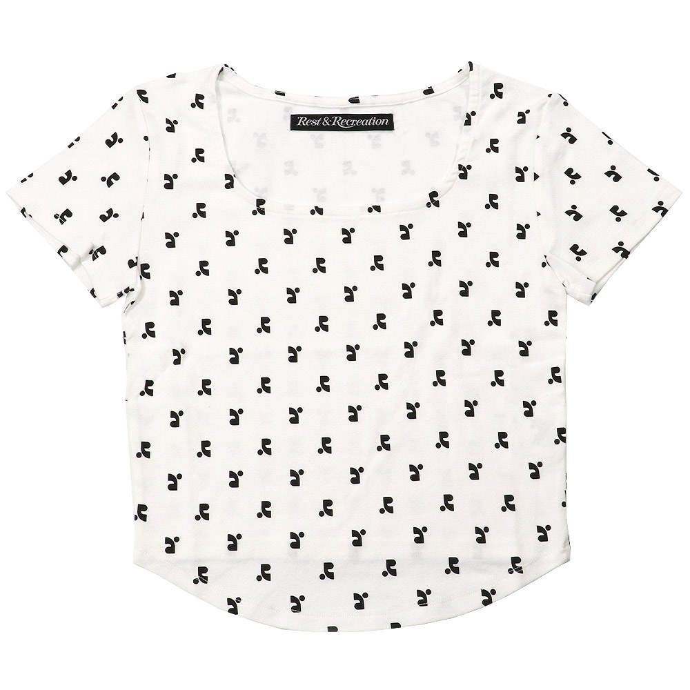 Tシャツ RR LOGO PATTERN SQUARE NECK T-SHIRT WHITE 半袖 レディース 韓国 ファッション アパレル