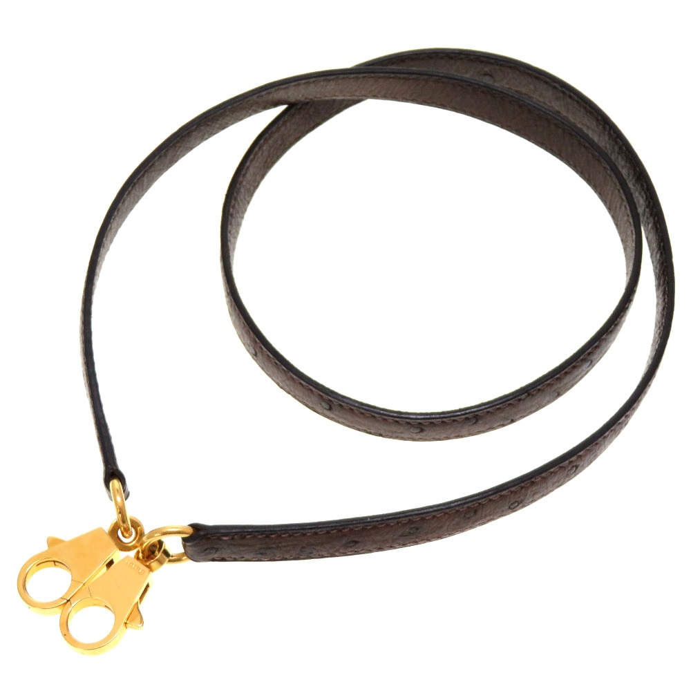 美品 ケリーストラップ ショルダーストラップ オーストリッチ/オーストリッチ ショコラ 0104【中古】 レディース
