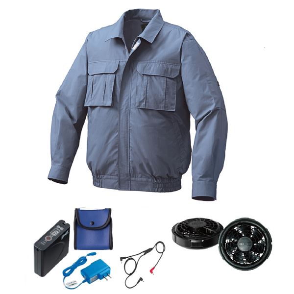 KU91900 空調服 綿薄手 脇下マチ付 FAN2300B/LISUPER1 ライトブルー L