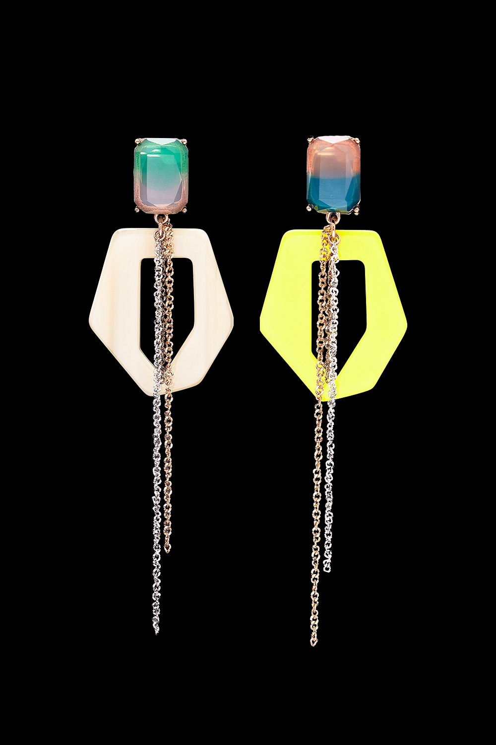 [HAZINA] Geometric Funky Dramatique Earrings - Yellow [Option-Earclip ｱﾍﾂ硎