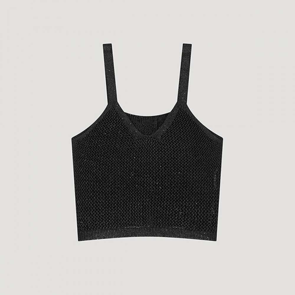 (シーズミス) グリッタークロップドニットベスト_SSKVTO22020_BK