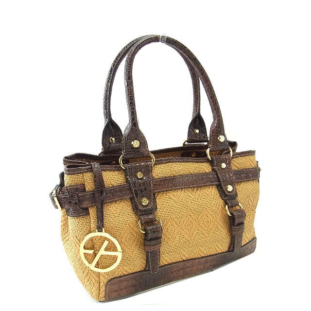 ショルダーバッグ カゴバッグ カゴ クロコダイル バッグインバッグ付き ナチュラル ブラウン 中古