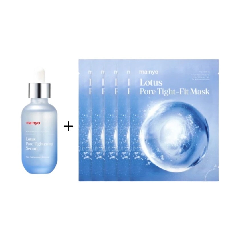 [25SS/New]ロータス フォア タイトニング セラム 55ml+ロータス フォア タイトフィット マスク 5枚 #毛穴クーリング #毛穴ケア #ヒアルソーム #アデノシン