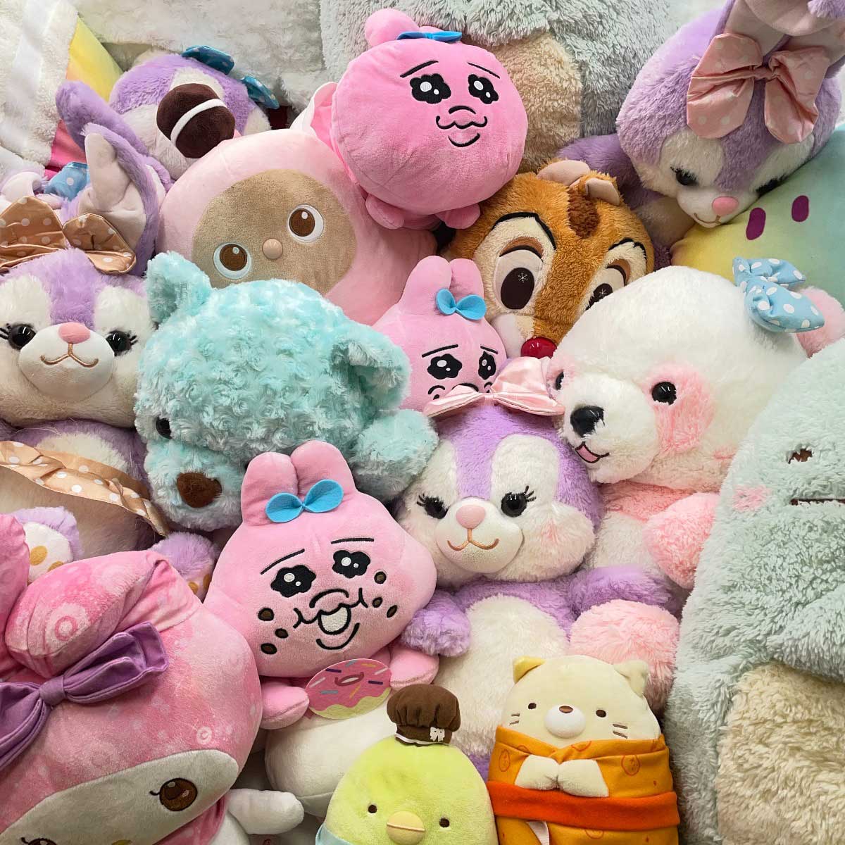 【中古】[大量セット] ぬいぐるみ まとめて サンリオ マイメロディ クロミ すみっコぐらし おぱんちゅうさぎ スヌーピー ラブリーローズベア しろくまのバニラビッグ ほか