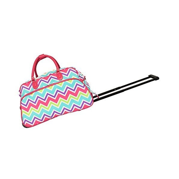 World Traveler 21-Inch Carry-On Rolling Duffel Bag， Pink Trim Chevron Multi 並行輸入品