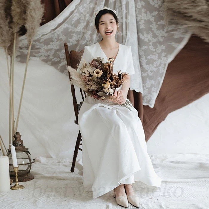 ロングドレス 白 ホワイト パーティードレス フォーマル 結婚式 二次会 披露宴 演奏会 お姫系 4 母の日-0000574