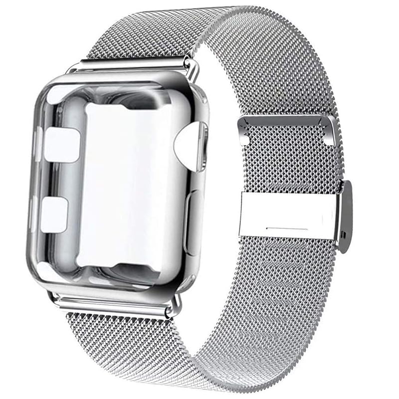 コンパチブルApple Watchバンド44mm 40mm 45mm 42mm 41mm 38mm調節可能 ステンレス鋼 磁気 通気 メッシュ ベルトコンパチブルiwatch Series 7/8/