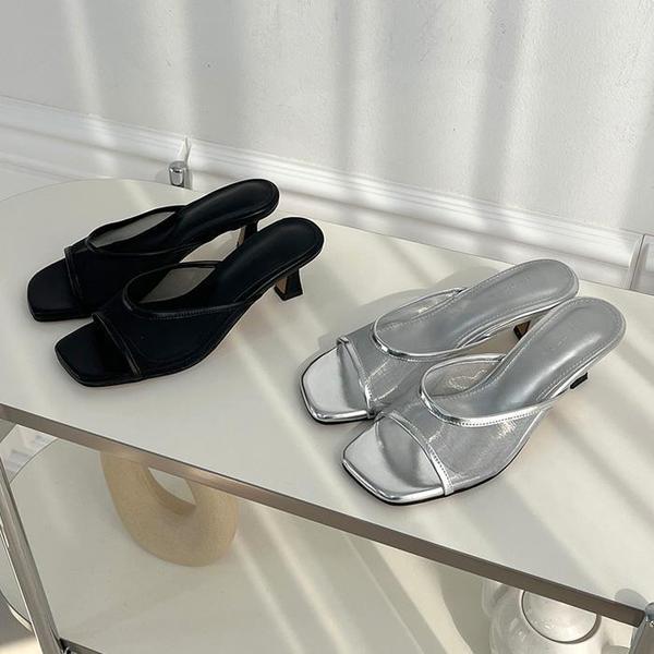 女性夏メッシュスリッパヒール5.5cm