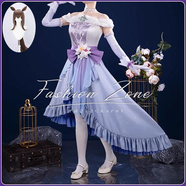 ウマ娘 プリティーダービー 風 アドマイヤベガ 氷河の織姫 コスプレ衣装 ウィッグ 靴 cosplay ハロウィン 演出服 変装