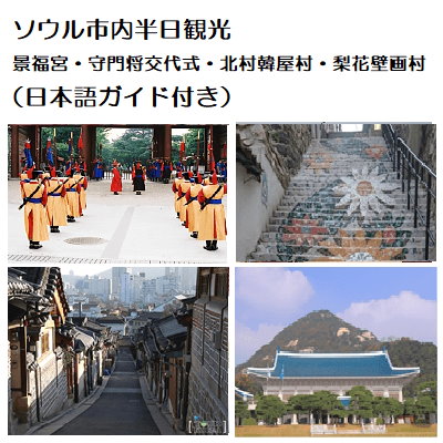 Qoo10 ソウル市内半日観光ツアー 景福宮守門将交代式北村韓屋村梨花壁画村 日本語ガイド付き