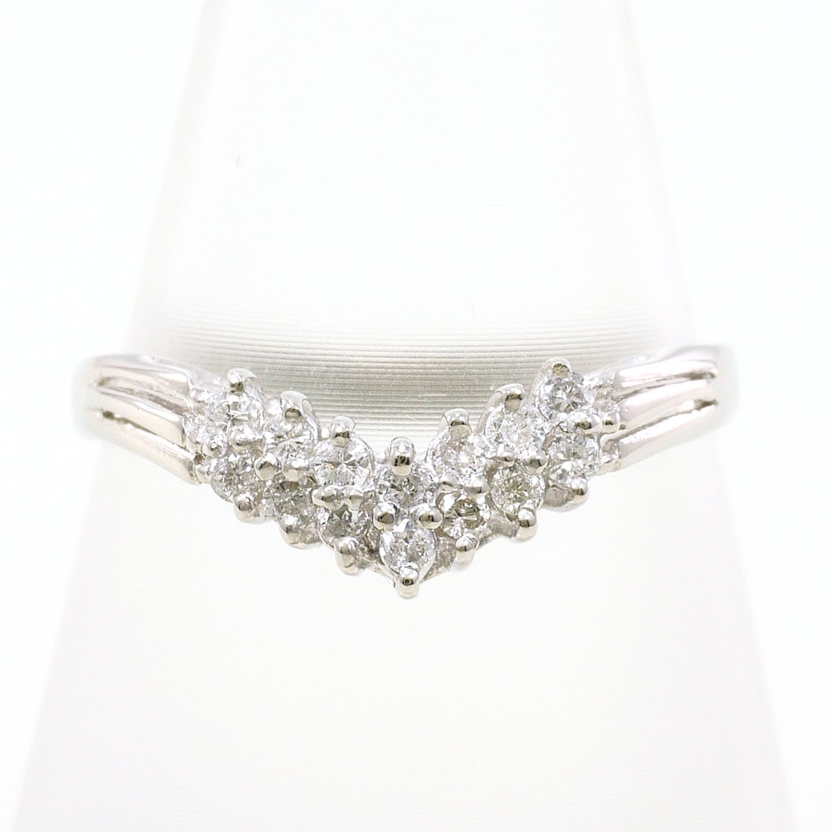 PT900 プラチナ リング・指輪 11号 ダイヤモンド 0.14ct 総重量約2.3g 中古