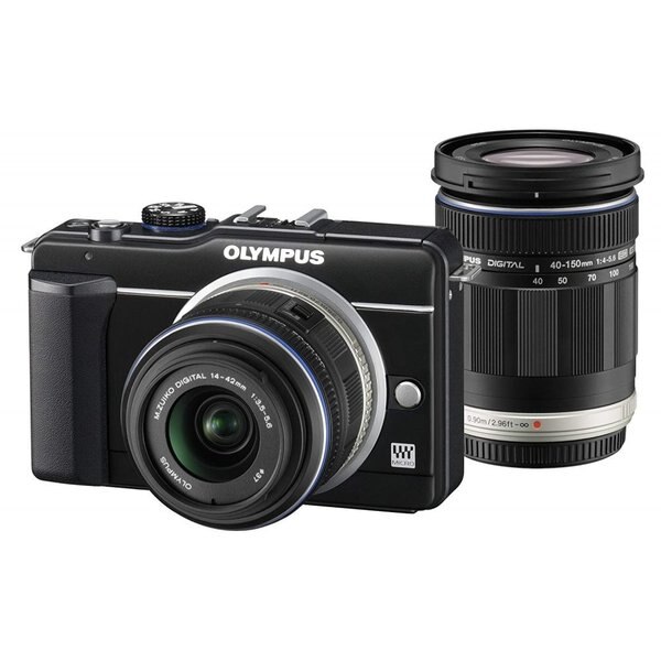 【中古】オリンパス OLYMPUS E-PL1s ダブルズームキット ブラック SDカード付き