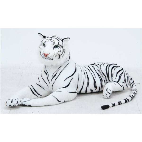 子供用 ぬいぐるみ 人形 ホワイトタイガー型 約幅43cm アニマル 虎 おもちゃ 子ども部屋 プレゼント ギフト 贈り物 [x4セット]