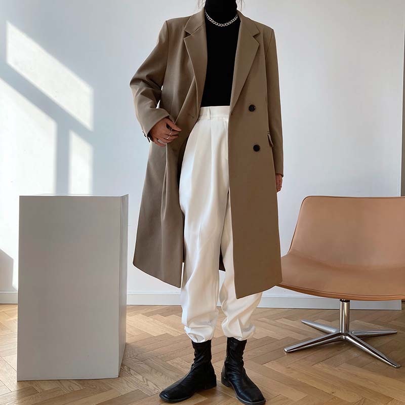 23新商品セミロング丈スーツ着痩せ優雅無地トップス百掛けスーツジャケット