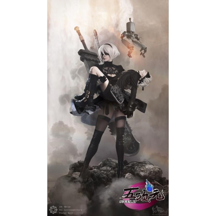 三分妄想　NieR Automata ニーア オートマタ　コスプレ　2B ヨルハ二号B型　衣装　ウィッグ　追加可能