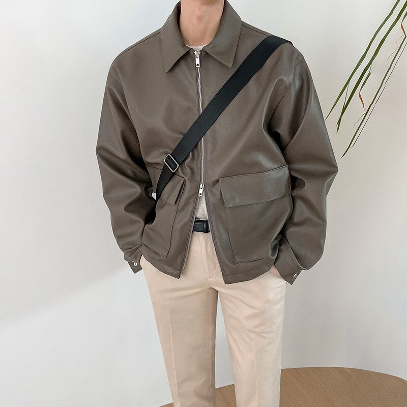 2023春服人気アウターメンズ大きいサ野球服イズ ビジネス 百掛け PU皮ジャンパー メンズ無地トップス ライダースアウター福袋
