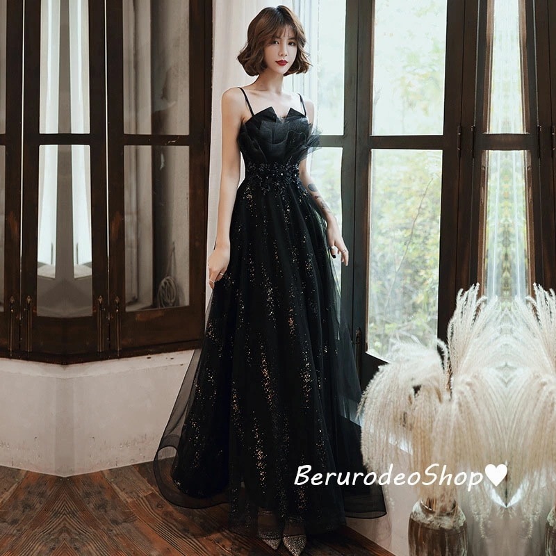 イブニングドレス 黒 ロングドレス キャミドレス 花柄 可愛い 発表会ドレス シャンパン色 ノースリーブ 結婚式ドレス 二次会ドレス ワイン赤 ミモレ丈 ロング丈 2タイプ ミディアム丈ドレス パーテ