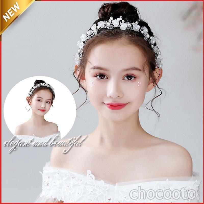 品物を厳選する子供 ヘアアクセサリー パール フラワークリップ ヘッドドレス フォーマル 髪飾り 七五三 パーティー フラワーガール 結婚式 発表会 かわいい