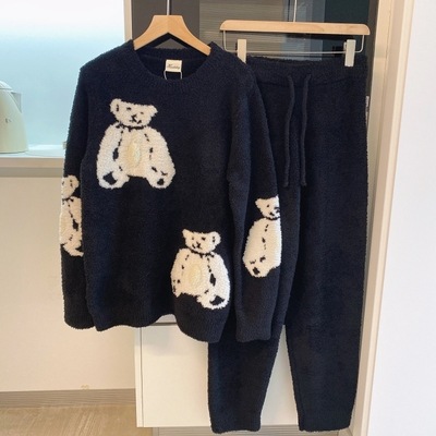 第一ネット ぼうっとして萌の小さい熊のパジャマの秋冬の女性の金のふわふわしていて漫画の绒の家居服のセットの头のス パジャマ Size 平均サイズ Www Pulse Orange Cm