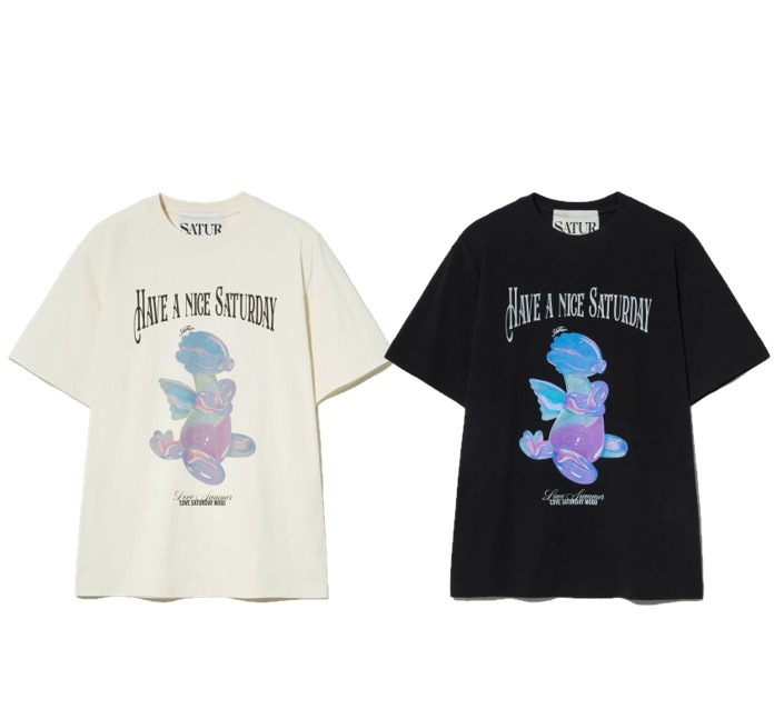 ★人気★【SATUR】★Blue Dragon Balloon Graphic T-Shir.t★ ☆人気☆【SATUR】☆Blue Dragon Balloon Graphic T-Shir.t