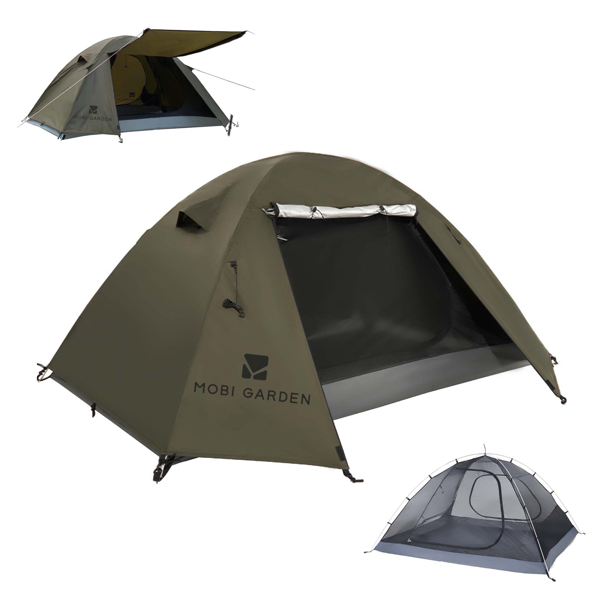 MOBI GARDEN テント キャンプテント 二重層 軽量 コンパクト アルミ製ポール 撥水加工素材 UVカット アウトドア 簡単設営 収納バッグ付き キャンピング 登山