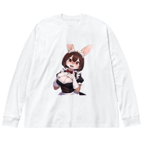 【文字入れ可能受注生産】ウサギの女の子　メイド　ケモナー　ネザーランドドワーフ ビッグシルエットロングスリーブTシャツ