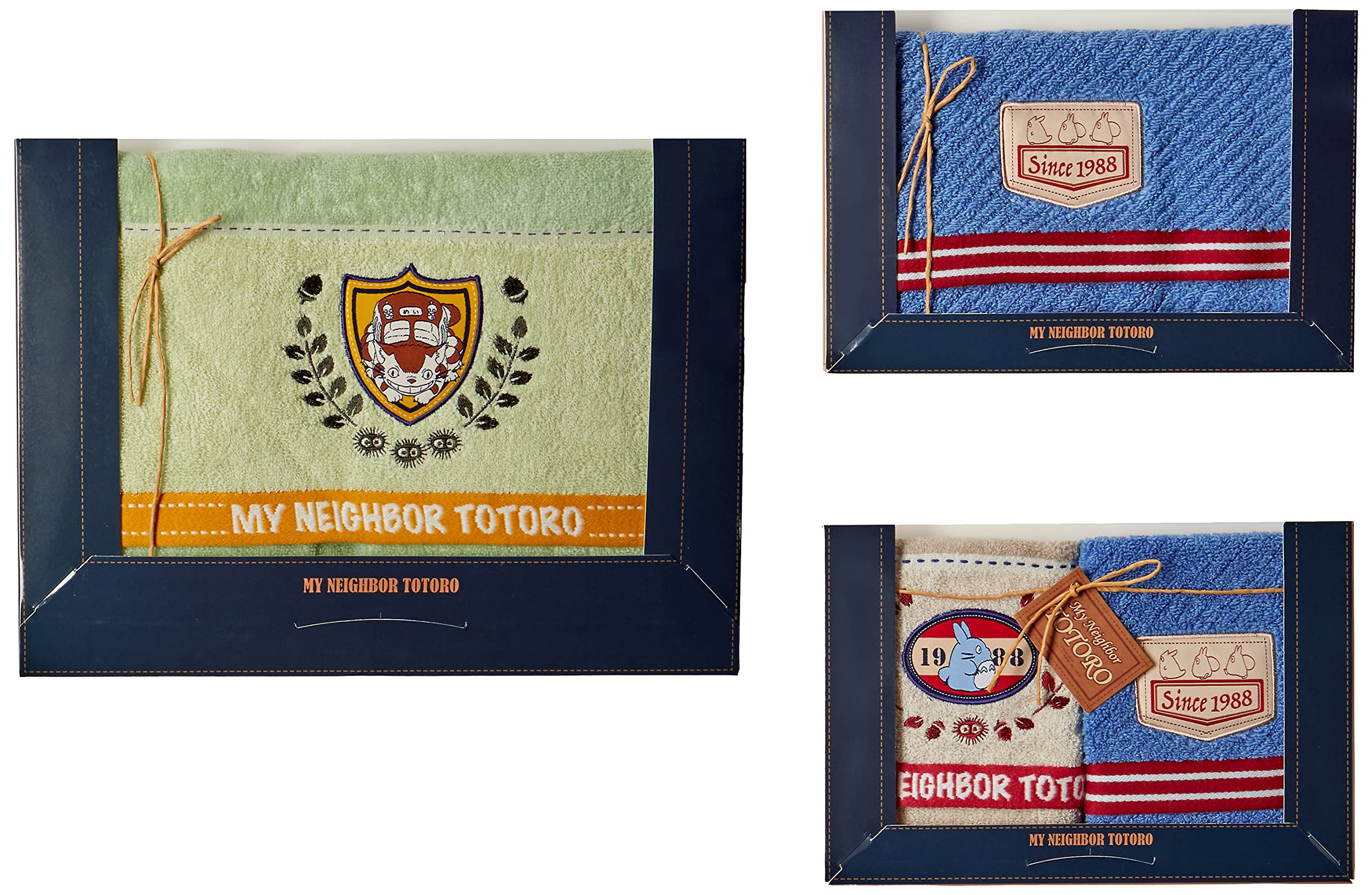 丸眞 タオルギフト ジブリ となりのトトロ デニムステッチ (ハンドタオル2枚/フェイスタオル1枚/バスタオル1枚) プレゼント 引っ越し 祝い 1105044200