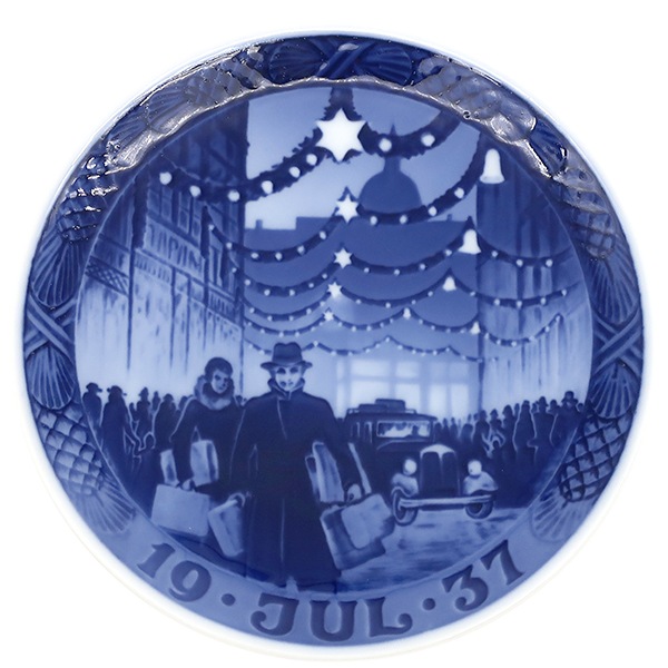 ロイヤルコペンハーゲン 食器 イヤープレート 1930年代 陶磁器 ブルー×ホワイト ヴィンテージ 北欧 飾り皿 絵皿 1937年 【中古】