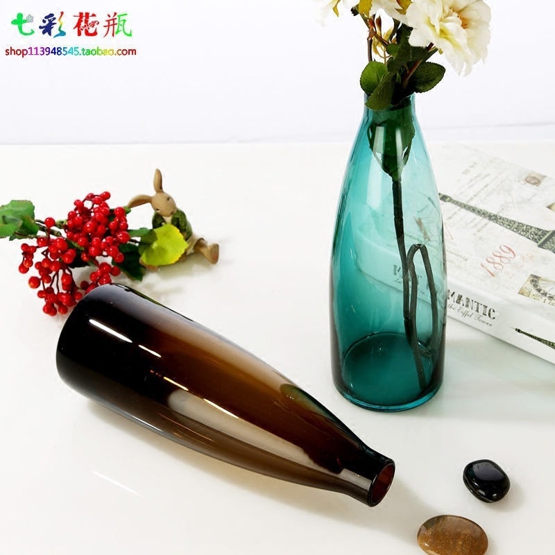 【20点セット】【送料無料】欧風カラー小清新ガラス透明花差しテーブルドライ花瓶小口百合シンプルアイデア花瓶