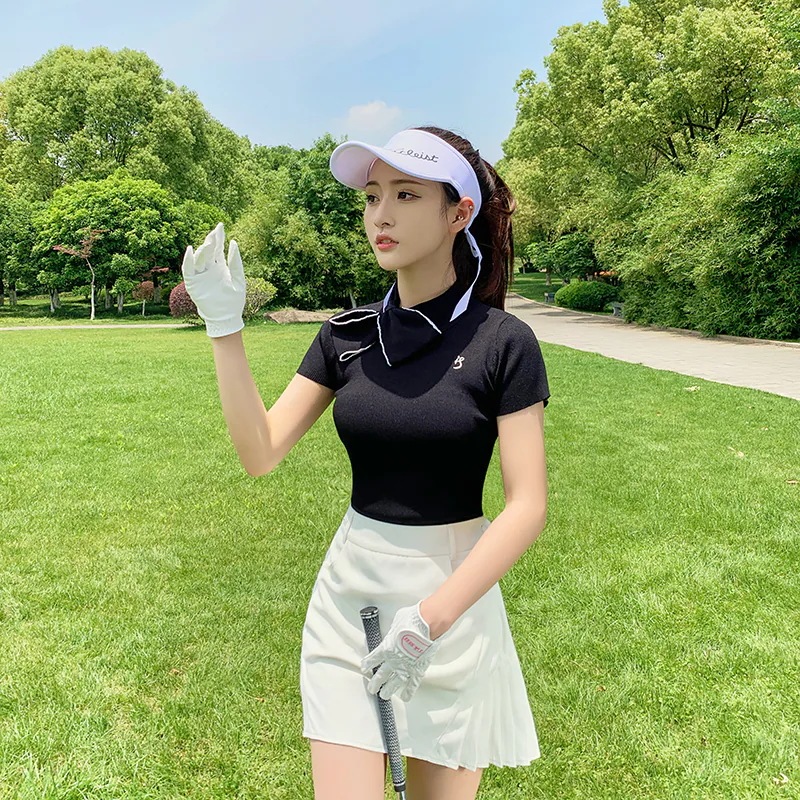 ゴルフウェア レディース スポーツウェア ゴルフスカート プリーツスカ 半袖 Tシャツ スカート 上下セット 白 黒 女性 速乾 春 夏 大きいサイズ 韓国風 おしゃれ