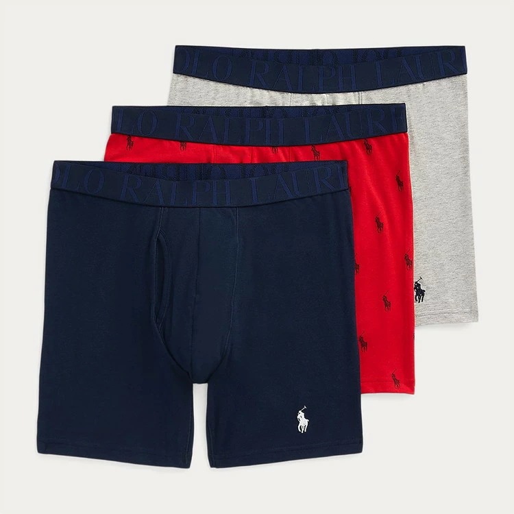 CLASSIC FIT STRETCH ボクサーブリーフ 3PK [クルーズネイビー/RL2000レッド/アンドーバーヘザー]【NWBBP3-SPA4】