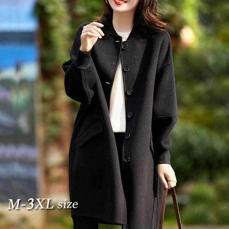 ノーカラー ロングコート レディース ブラック 軽量 ゆったり 卒業式 入学式 黒 フォーマル アウター 大人 30代 40代 50代 60代 きれいめ 着やせ エレガント おしゃれ 可愛い 二次会