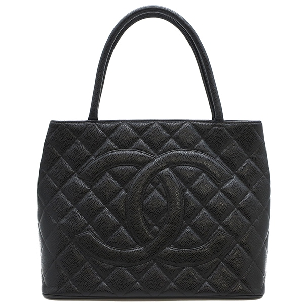シャネル CHANEL トートバッグ 復刻トート キャビアスキン ブラック ガンメタル金具 黒 ココマーク ヴィンテージ A01804 6******【中古】