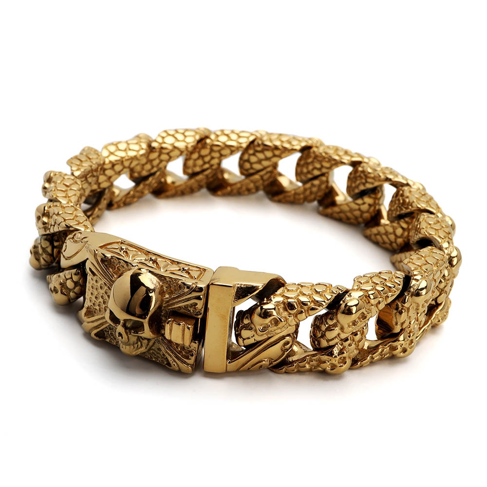 ステンレス スカル 龍鱗 ブレスレット [b668] 8,415円