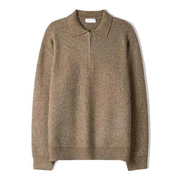 メンズベルハッチハーフジップモダールカラーニット SG-KN-Q032-グレー