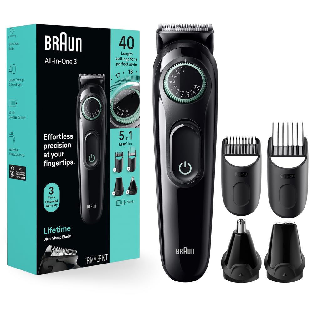 全国送料無料 Braun ブラウン オールインワン スタイルキット シリーズ3 3450 5in1 トリマー ヒゲトリマー 耳鼻トリマー バリカン その他 超鋭い刃 長さ40段階で洗濯可能
