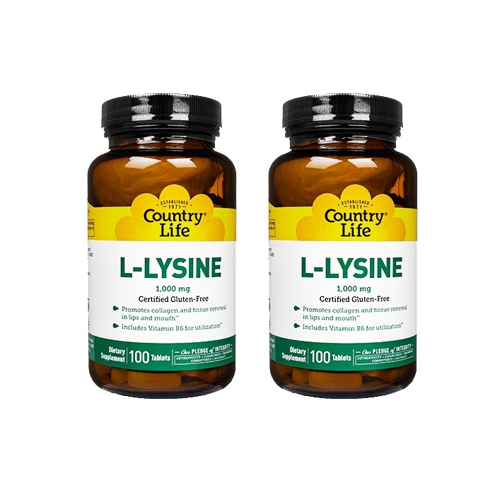 カントリーライフ L-リジン1000mg100錠 2本 CountryLife 海外発送 ヤマト国際