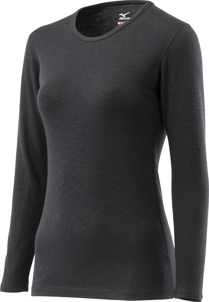 ミズノ C2JAA80109M ウィメンズ ブレスサーモアンダーウエア 厚手ウール for 極寒 クルーネック長袖シャツ（ブラック・サイズ：M） C2JAA80109M