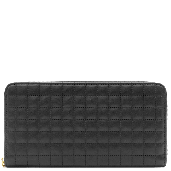 セリーヌ CELINE 長財布 Cチャーム ラージ ジップドウォレット レザー ブラック ゴールド金具 黒 ラウンドファスナー 【中古】