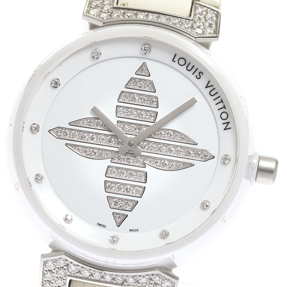 訳あり ルイ・ヴィトン LOUIS VUITTON Q13M4 タンブール フォーエバー 10P ラグダイヤ クォーツ レディース _912475【中古】