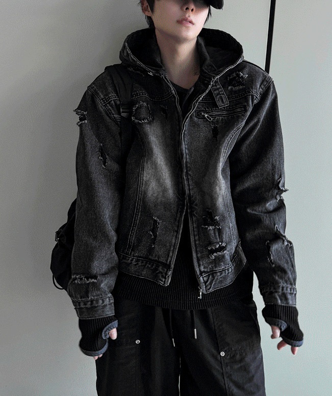 [COSYHARU公式]Cray Denim Hooded Jacket