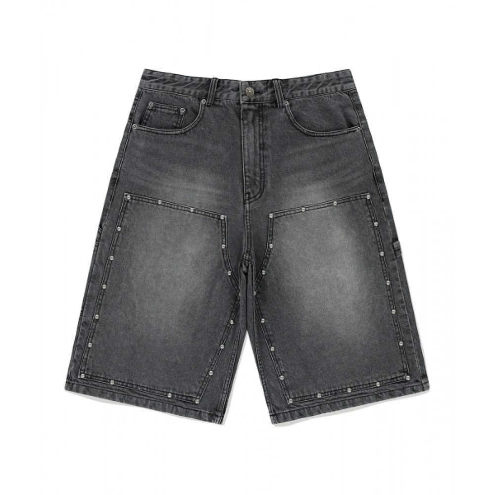 マハグリッドスタッドダブルニーデニムショートブラック (MG2EMMD160A)