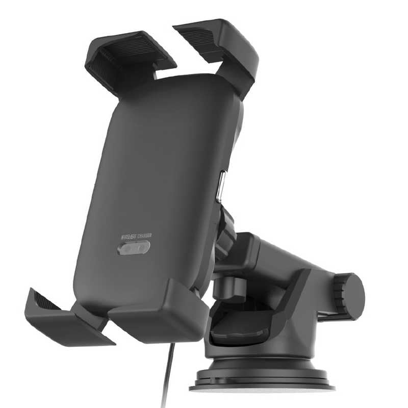 カシムラ　自動開閉式 ワイヤレス充電ホルダー 4角アーム 吸盤取付 ブラック　KW-45