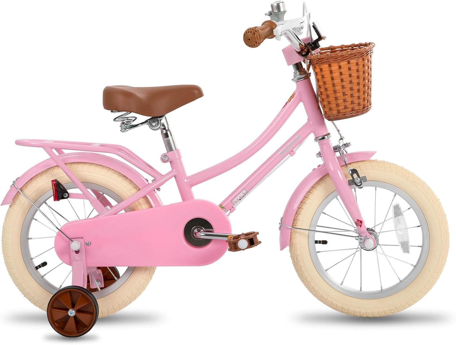 子供用自転車 12 14 16インチ 可愛い レトロ デージー柄 自転車 キッズバイク こども 幼児 低学年 女の子 ぬいぐるみ座席 人形用シート 手編みカゴ ポンポン ベル