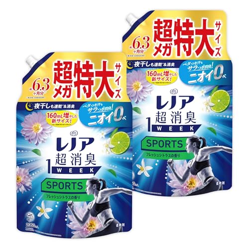 レノア 超消臭1WEEK 柔軟剤 SPORTS フレッシュシトラス 詰め替え 2 060mL×2袋【まとめ買い】 [大容量]