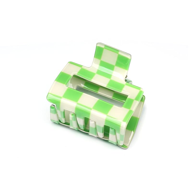 QinGoo 小さめ チェッカー 髪留めクリップ 1本 強力 ヘアクリップ しっかり バンスクリップ 可愛い おしゃれ レディース ヘアアクセサリー 韓国 (5.2*5cm, Green) 5,000円
