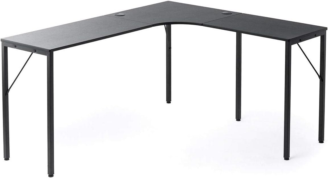 サンワダイレクト L字デスク 幅140cm+80cm 奥行40cm モニターアーム取付対応 ケーブル穴×2付き ゲーミングデスク ブラック 100-DESKH037BK