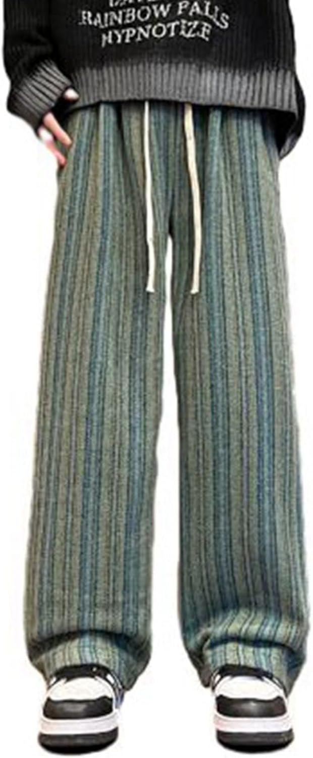 イージーパンツ メンズ ロングパンツ ワイドパンツ チノパン ウエストゴム ストライプ オーバーサイズ 通気 薄手 やわらかい 着回し力穿搭 無地 カジュアル レトロ 大きいサイズ 街着 外出