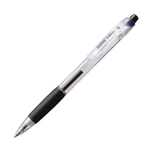 （まとめ）TANOSEE ノック式油性ボールペン（なめらかインク） 0.7mm 黒 （軸色：クリア） 1セット（50本） 3セット